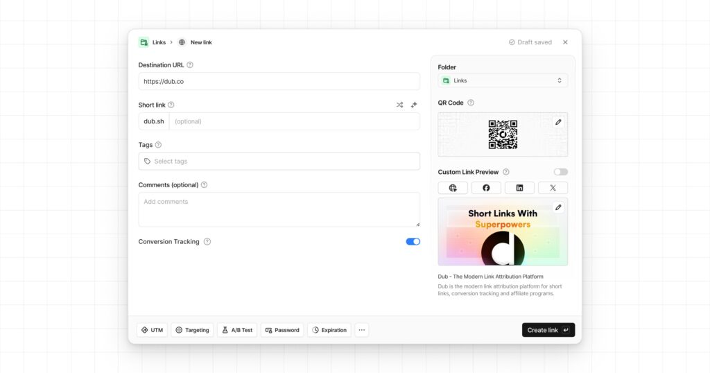 Dub.co Link Creation